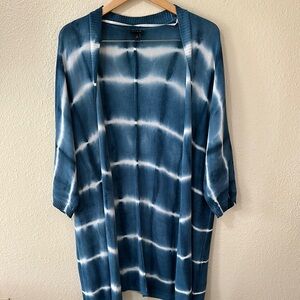 Torrid Blue and White Tie-Dye Dolman Sleeve Cotton Blend Cadigan Size 1X